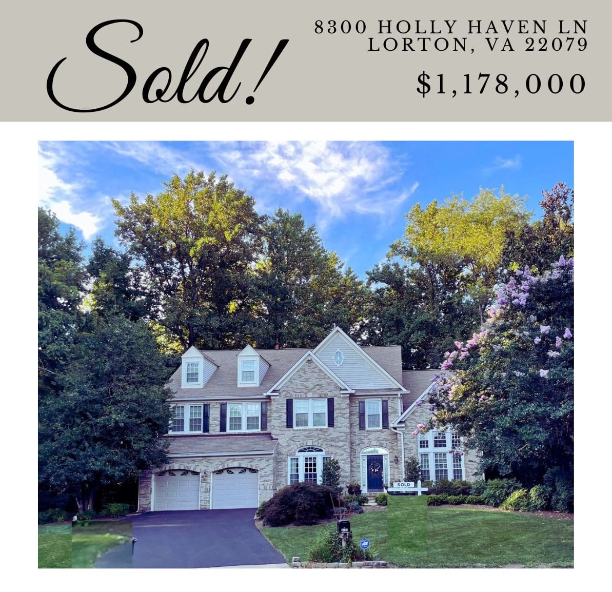 SOLD 1,178,000 8300 Holly Haven Ln. Lorton, VA 22079 Focus on NoVA