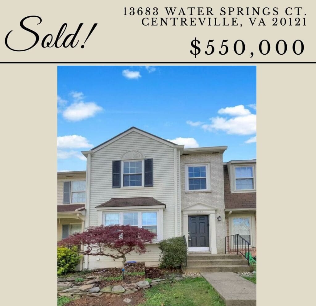 SOLD! 13683 Water Springs Ct. Centreville, VA 20121 - $550,000